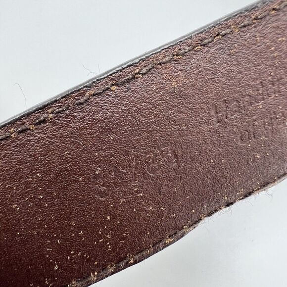 Woven Brown Leather Belt 34 Solid Brass Buckle Vintage Boho Western Streetwear - Picture 11 of 11